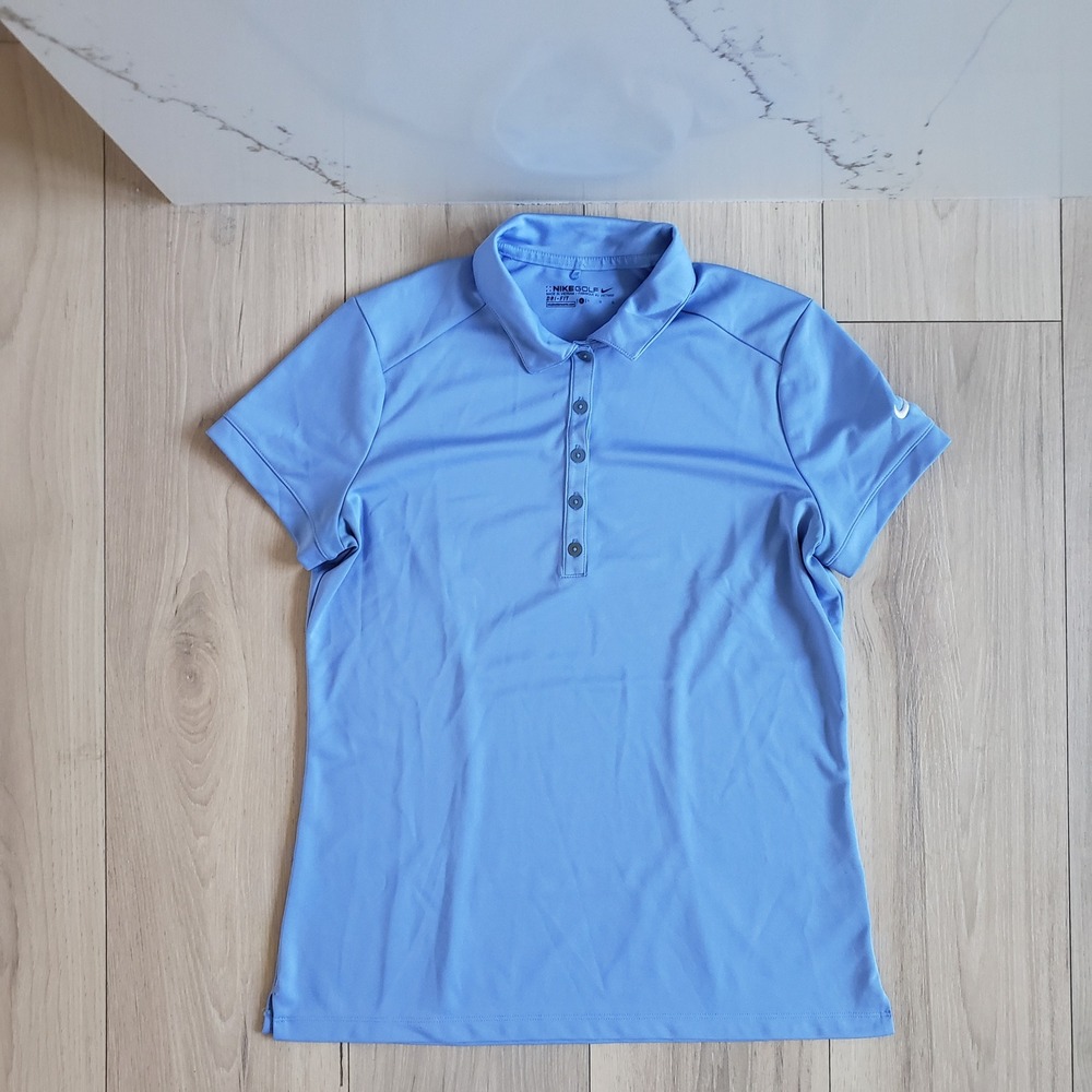 Nike Golf‎ Shirt Womens L Blue Polo Short Sleeve Dri-Fit Athletic Top